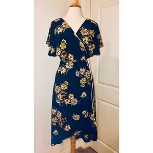 Floral wrap dress with asymmetrical hemline